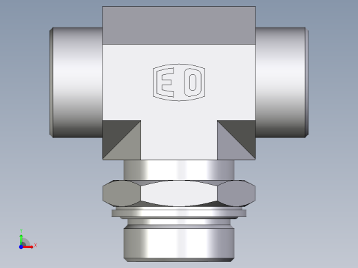 卡套式工业通用硬管接头EO_Adjustable_locknut_branch_tee_TEE30SMOMDCF前视缩略图