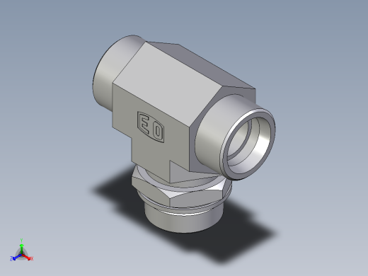 卡套式工业通用硬管接头EO_Adjustable_locknut_branch_tee_TEE30SMOMDCF正等轴测缩略图