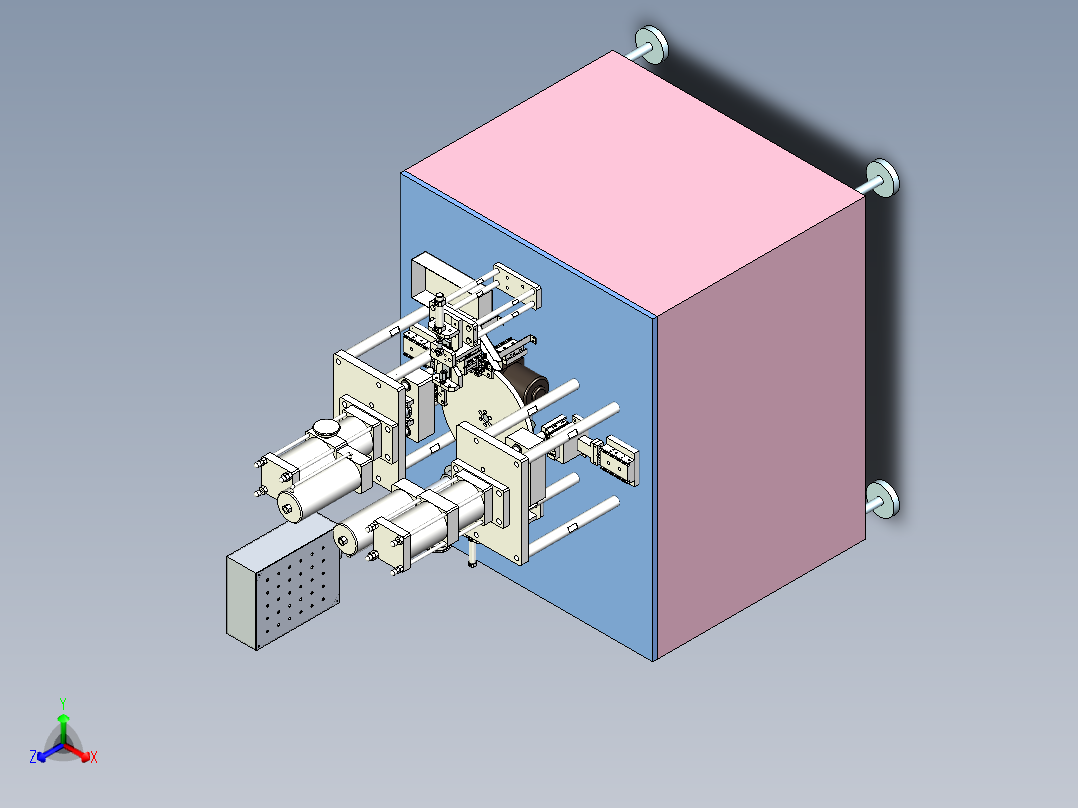 锁芯四工位装配专机设计正等轴测图