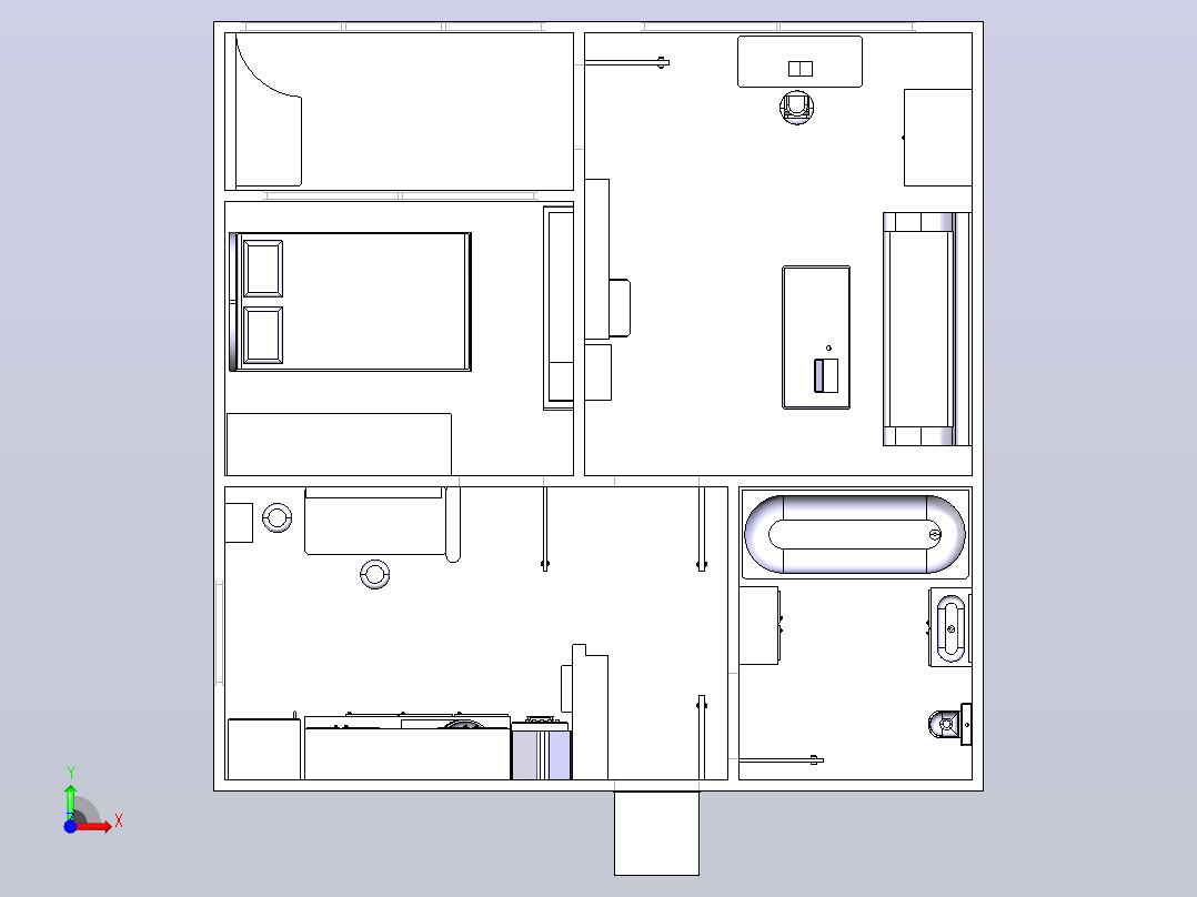 公寓-住宅-全套家具-设计-蓝图前视图