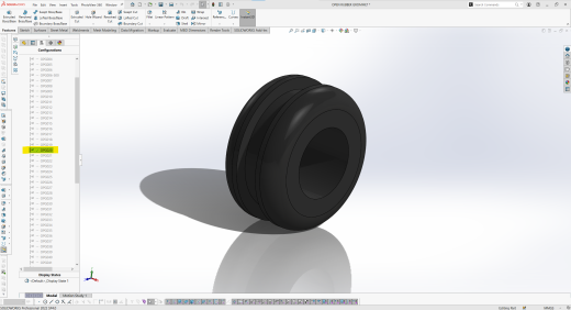 开放式橡胶垫圈SolidWorks中的配置工具提供了71种不同尺寸的开口索环缩略图