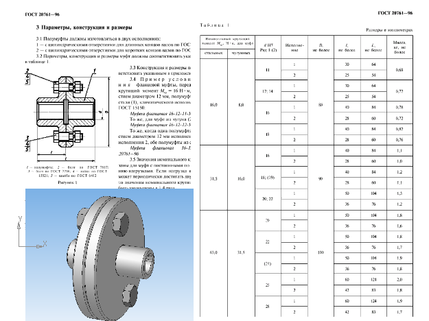 刚性法兰联轴器125Nm-d25mm GOST 20761-96