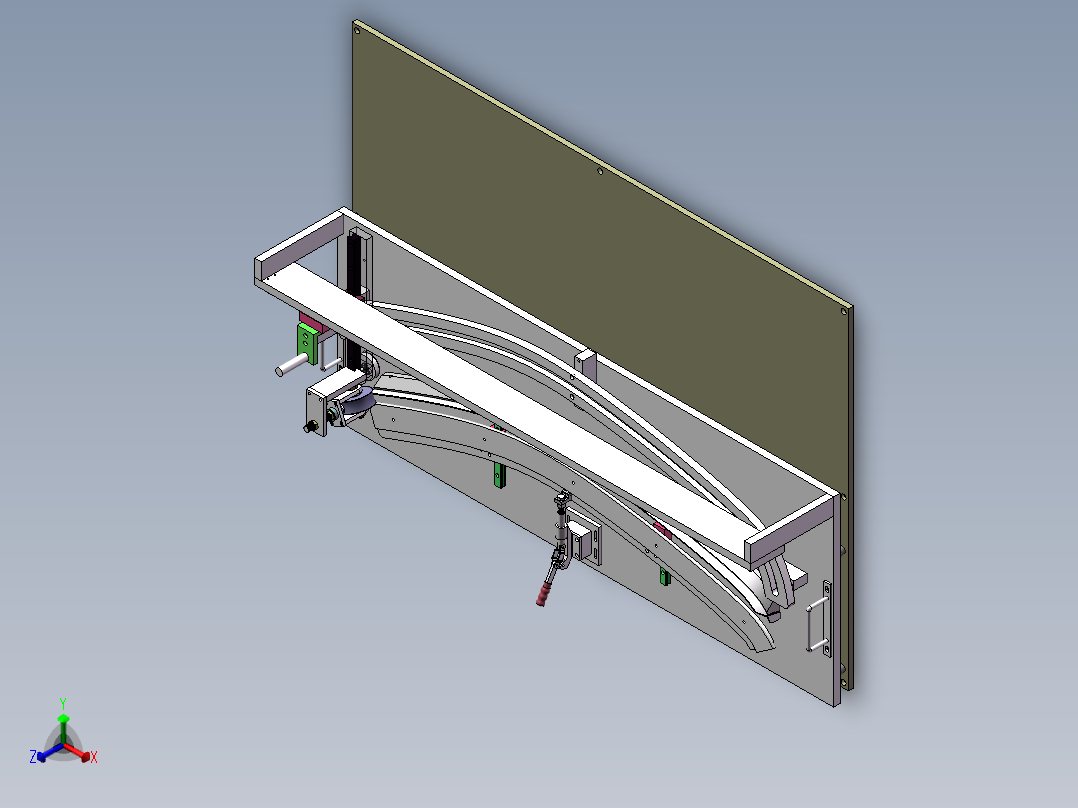 K4导槽前门装光亮工装（sw18可编辑+工程图）正等轴测图