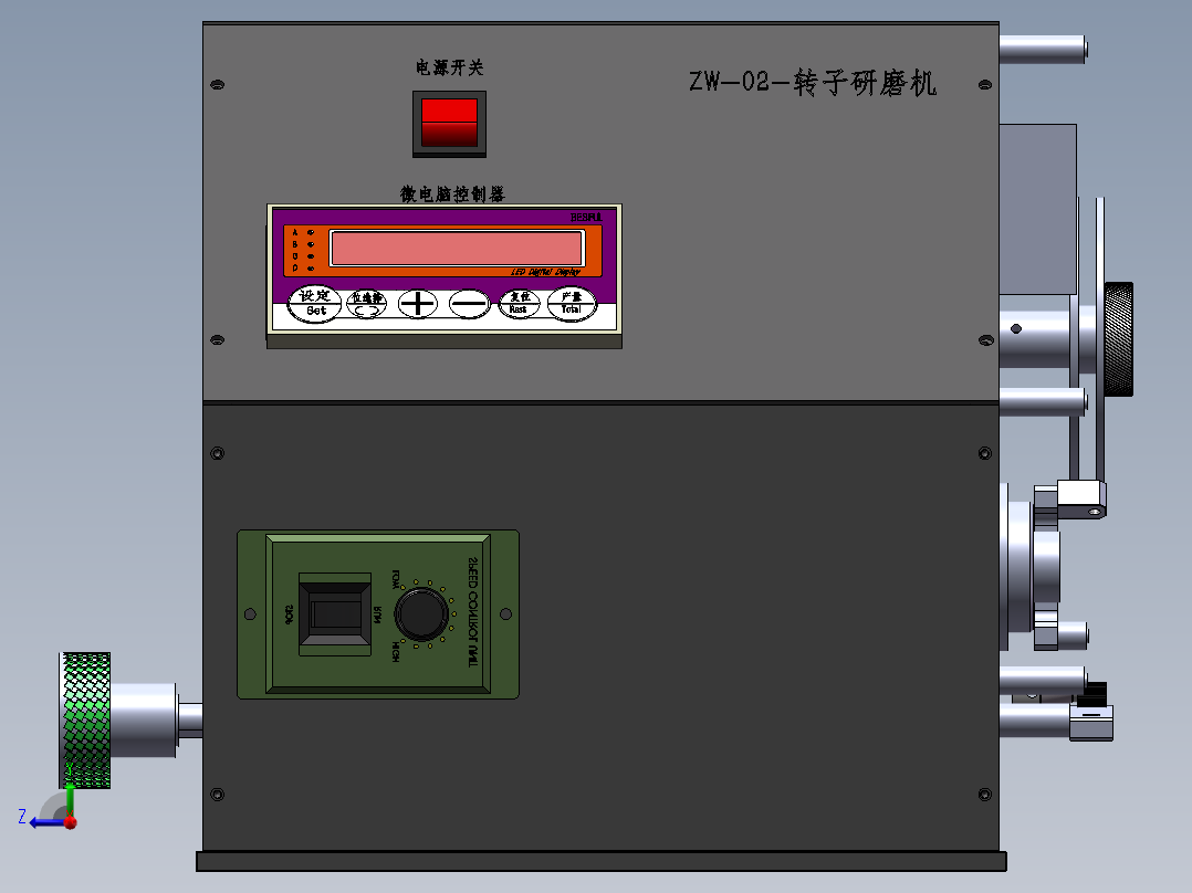夹头式转子抛光机Solidworks设计附STP格式右视图