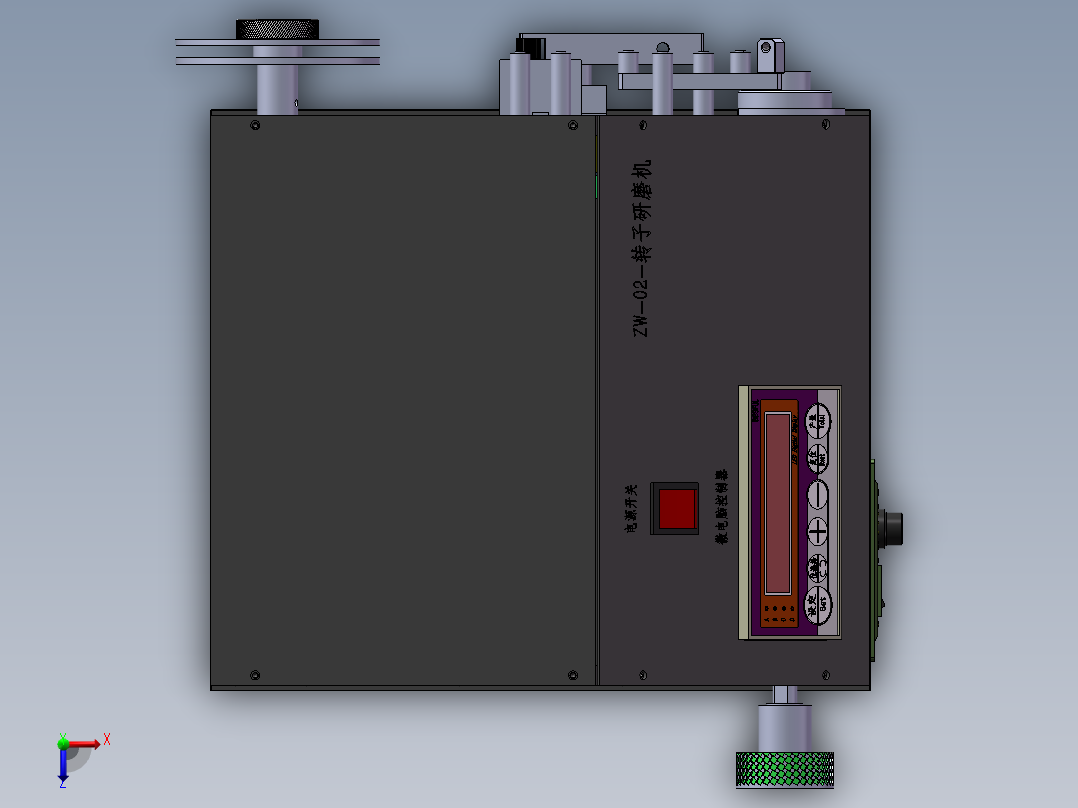 夹头式转子抛光机Solidworks设计附STP格式俯视图
