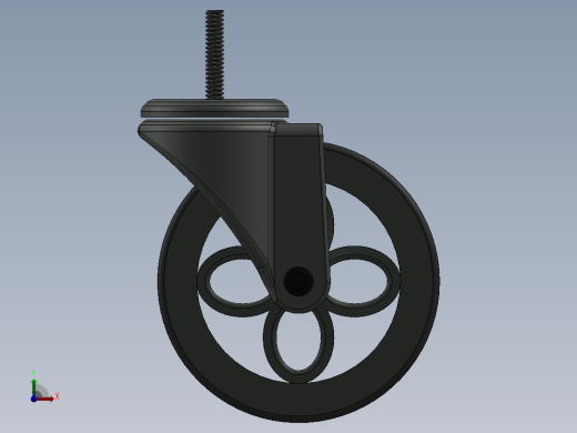 工业万向轮模型3D模型前视缩略图