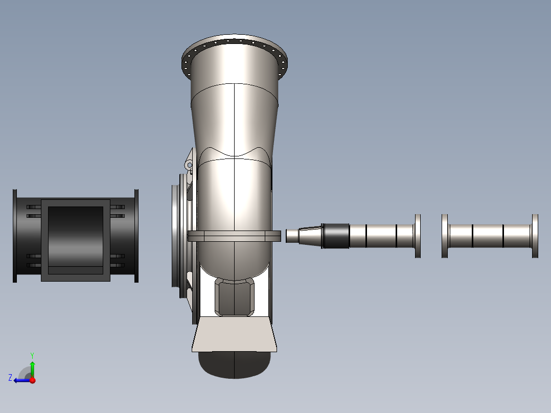 单级双吸水平中开离心泵右视图