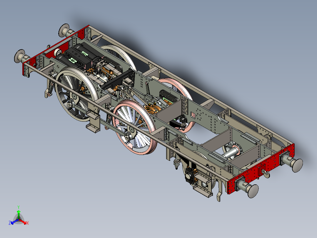 蒸汽车主框架（含传动装置与发动机）