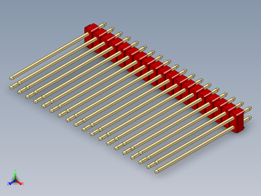 彩色公头100mil（2.54mm）系列-DS1021_red_2x19p_100mil_Type43_rev1.0正等轴测缩略图