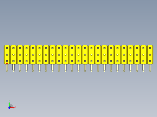 彩色公排针 100mil 2.54mm 系列-DS1022_yellow_3x23p_100mil_TypeD_rev1.0前视缩略图