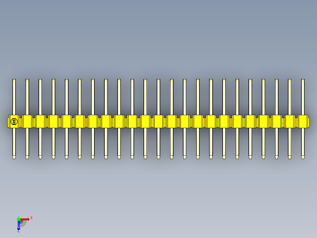 彩色公排针 100mil 2.54mm 系列-DS1022_yellow_3x23p_100mil_TypeD_rev1.0俯视图