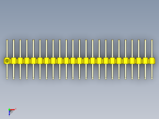 彩色公排针 100mil 2.54mm 系列-DS1022_yellow_3x23p_100mil_TypeD_rev1.0俯视缩略图