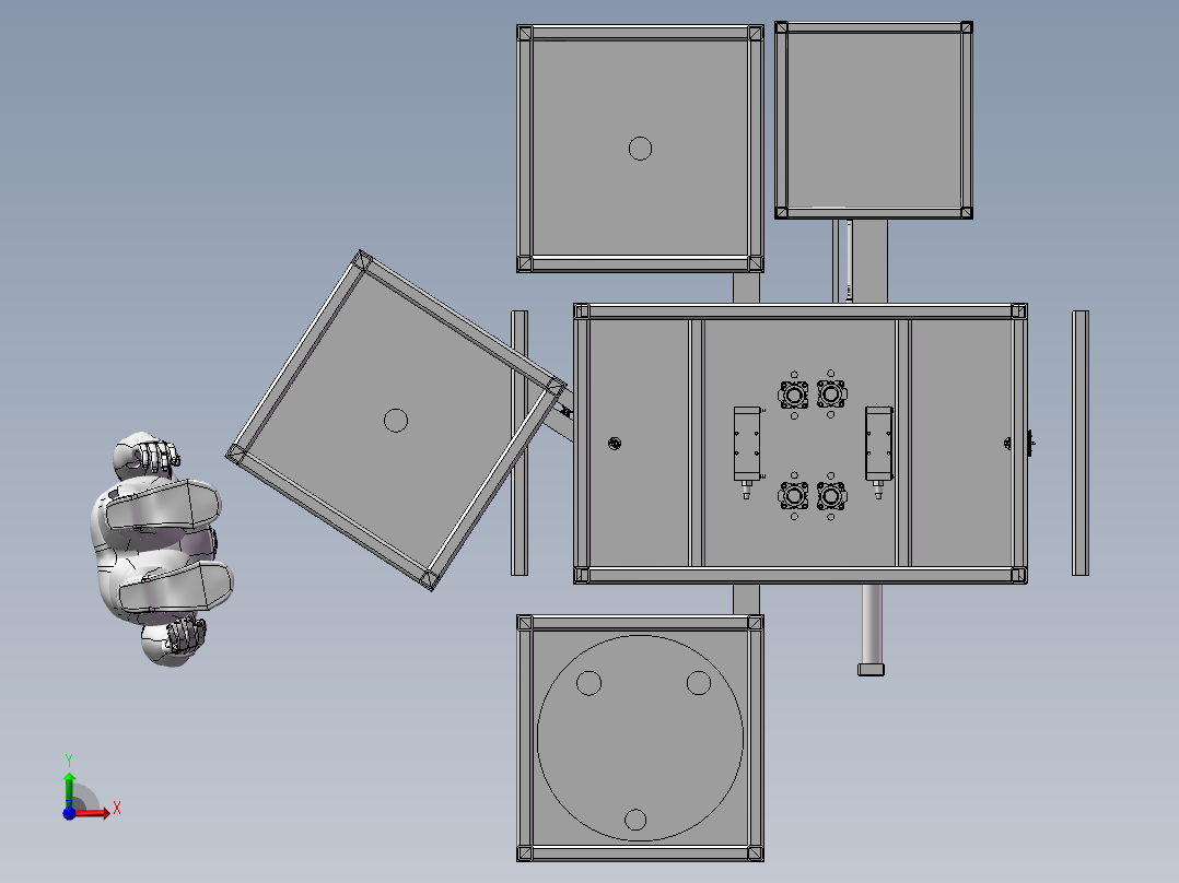 自动化手机壳喷油治具装配机器前视图
