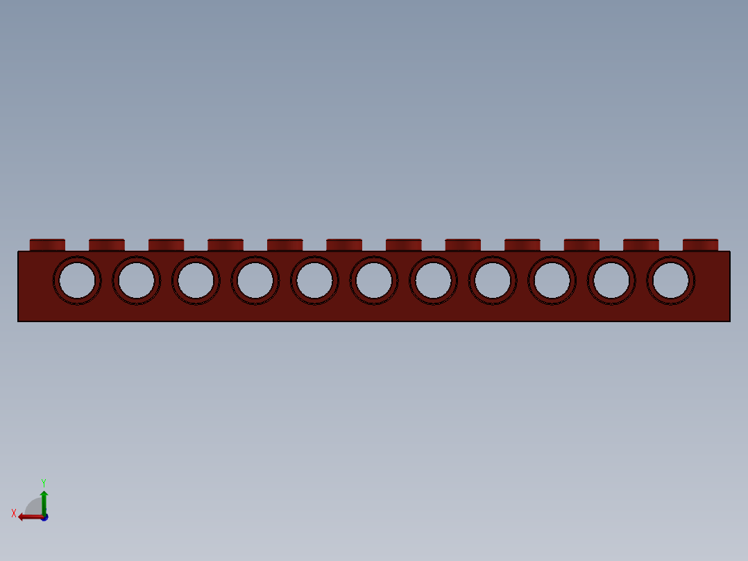 乐高机械组积木（横梁）-389521 Bright Red Technic Brick 1 x 12 with Holes后视图