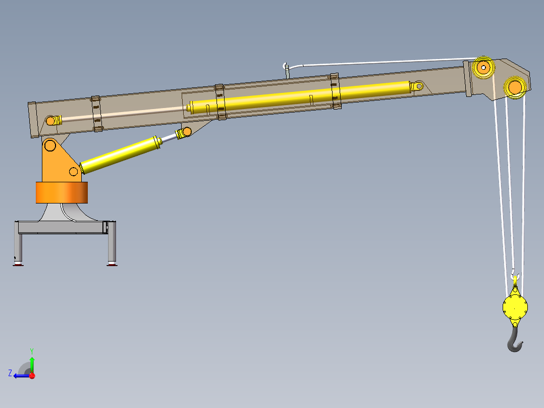 可升降旋转汽车吊装配SW模型资料右视图
