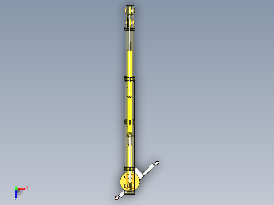 可升降旋转汽车吊装配SW模型资料俯视图