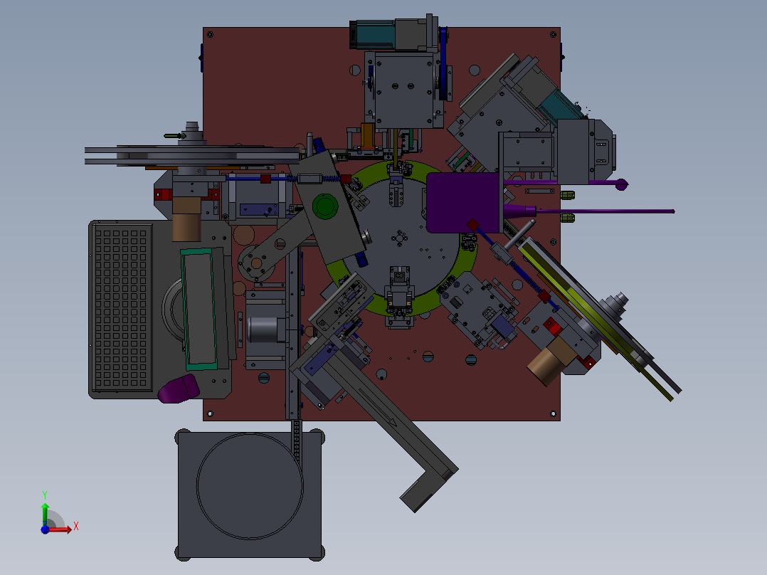非标精密凸轮插针点焊检测一体机 非标自动化设备3D图纸3D模型前视图