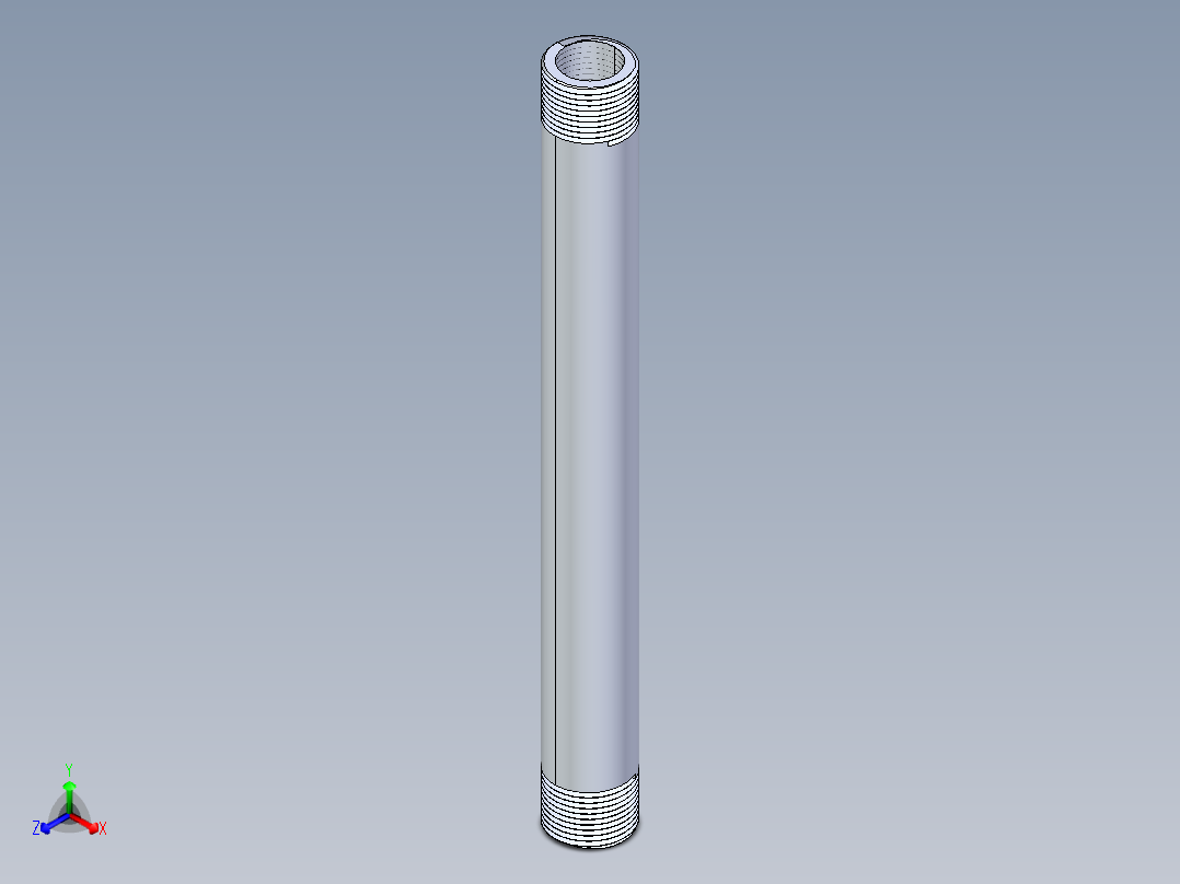 聚氯乙烯配件33-Sch80_Nipple_MPTxMPT_861-111_0.75in x 10in正等轴测图