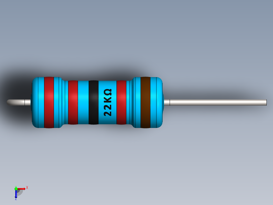 电容器 二极管 电阻器-Resistor Vertical 22K Ohm 1W俯视图