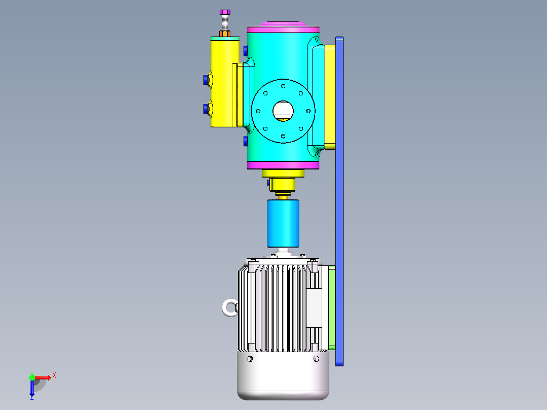 清晰结构的三螺杆泵俯视图