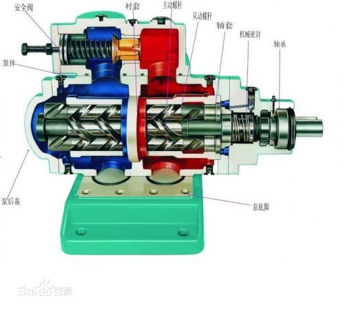 清晰结构的三螺杆泵