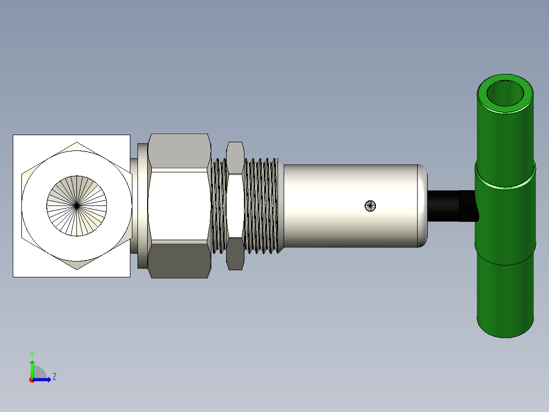 不锈钢波纹管密封阀，带垫圈，PCTFE阀杆顶端，12 mm世伟洛克管接头，SC-11清洁左视图