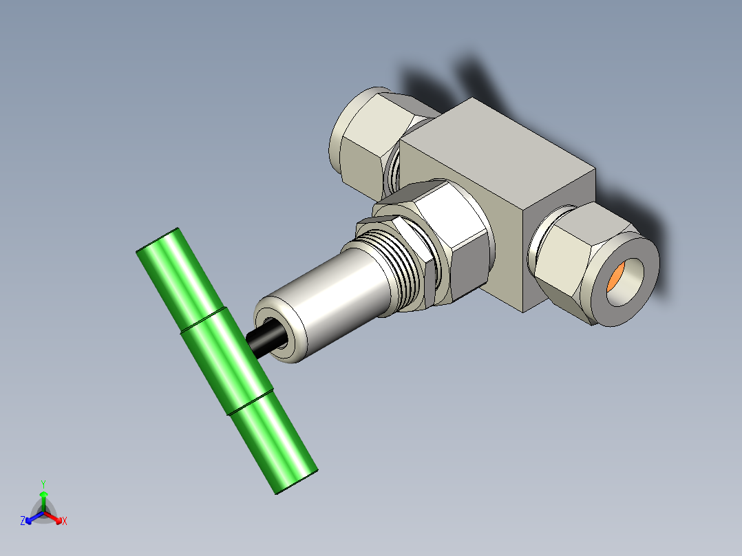不锈钢波纹管密封阀，带垫圈，PCTFE阀杆顶端，12 mm世伟洛克管接头，SC-11清洁正等轴测图