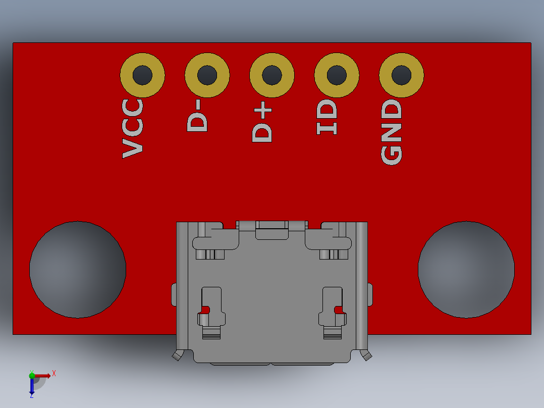 usb micro-b的分线板俯视图