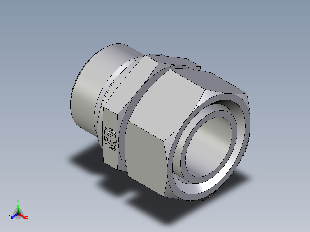 卡套式工业通用硬管接头EO_Standpipe_connector_EVGE28LMEDCF正等轴测图
