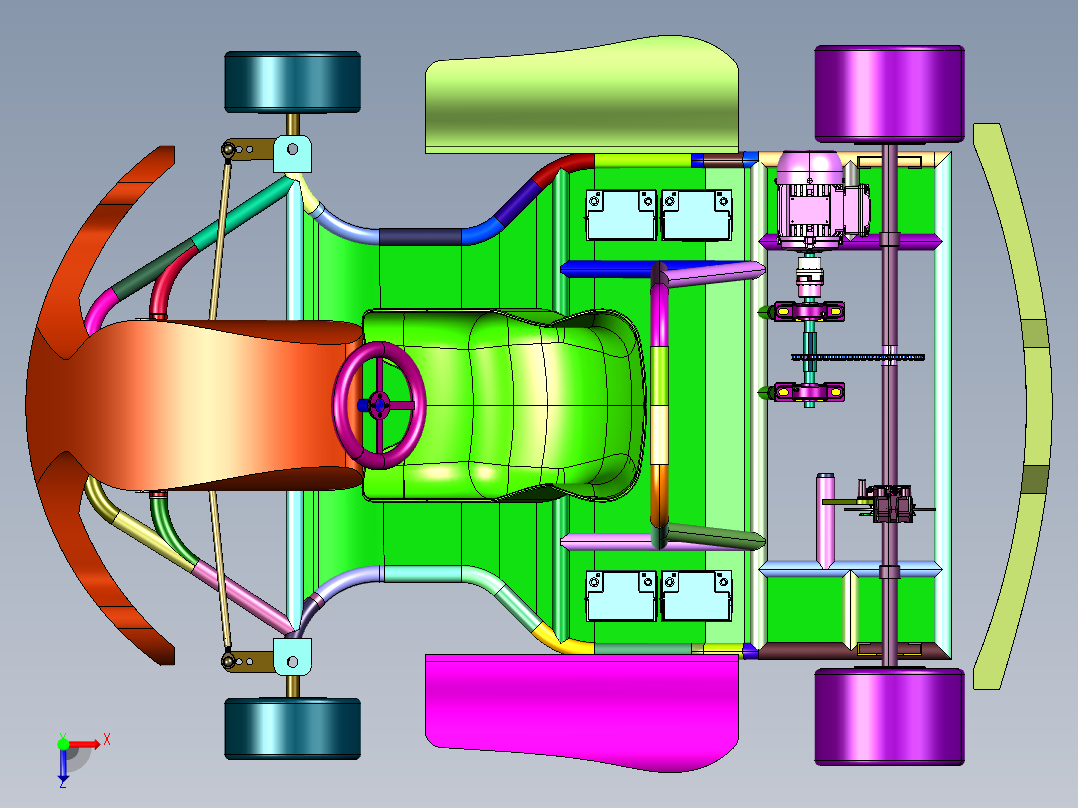 电动游乐场漂移卡丁车俯视图