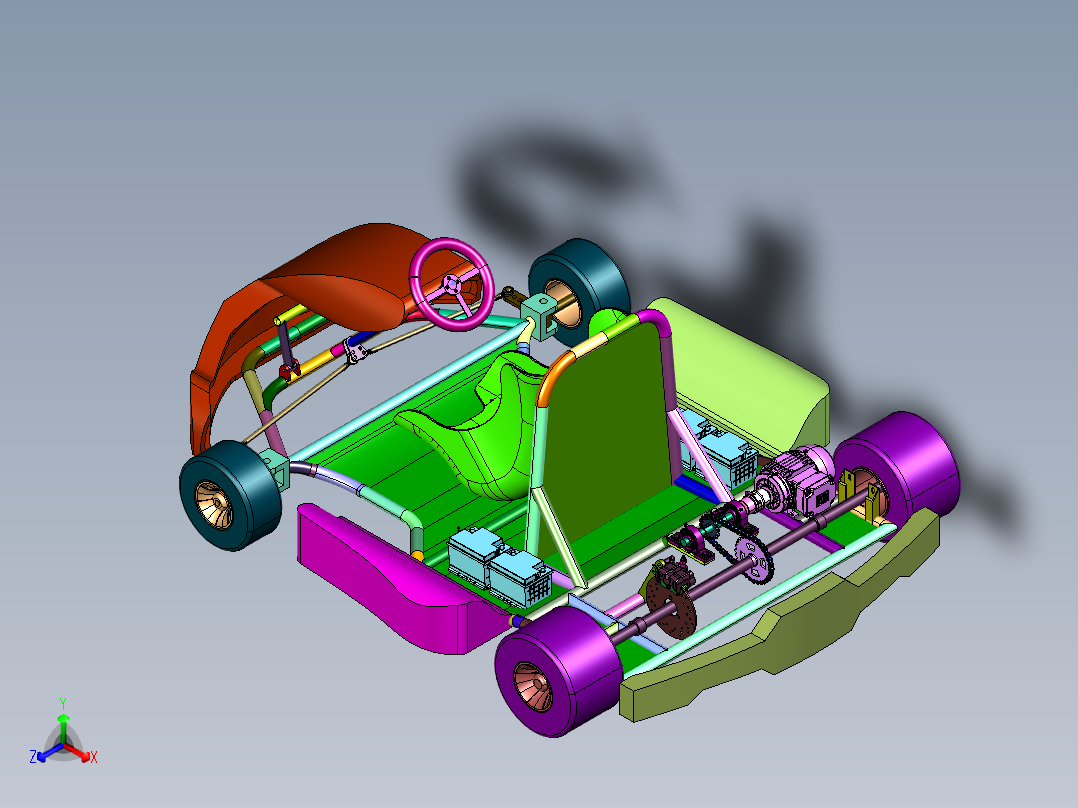 电动游乐场漂移卡丁车正等轴测图