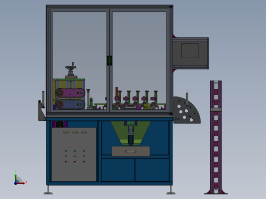 在线水平打孔机（sw18可编辑+工程图+bom）前视缩略图