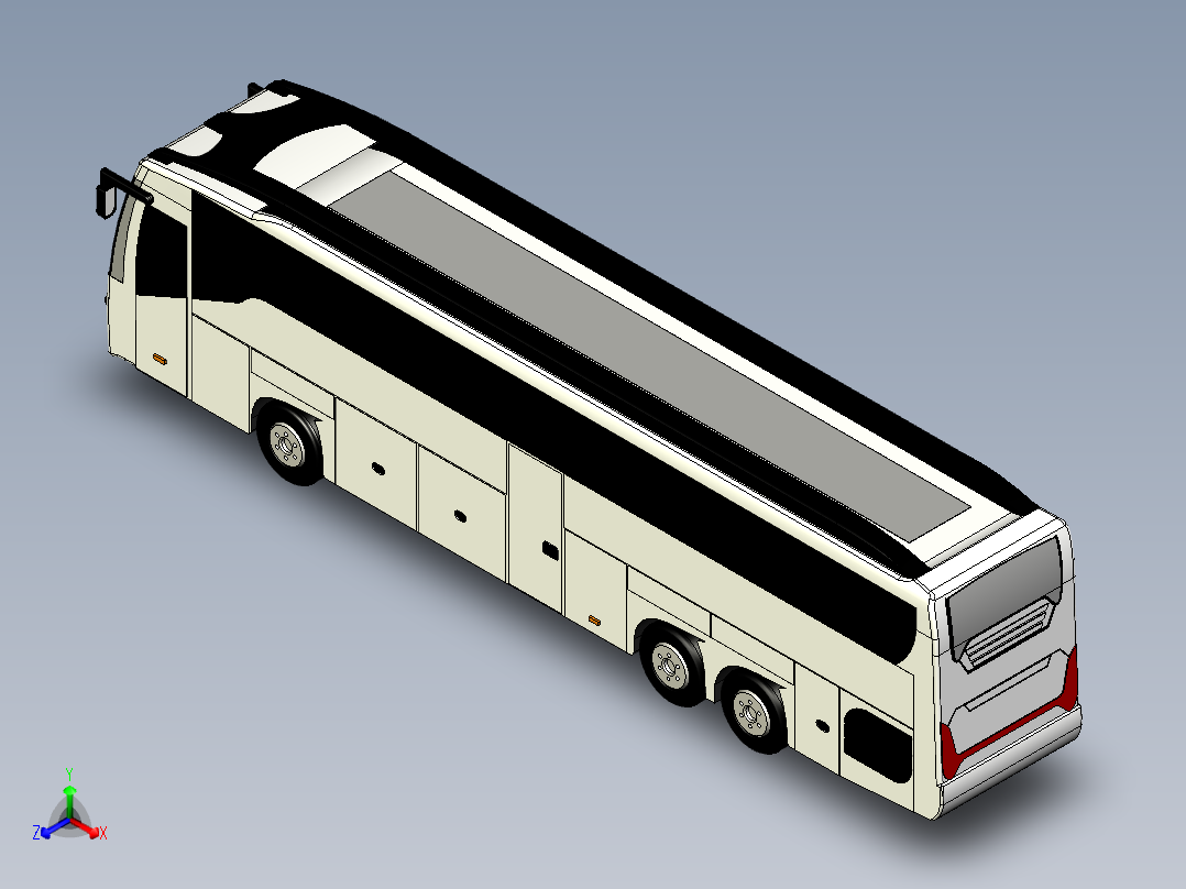 客车、公交车、斯堪尼亚K410大巴正等轴测图