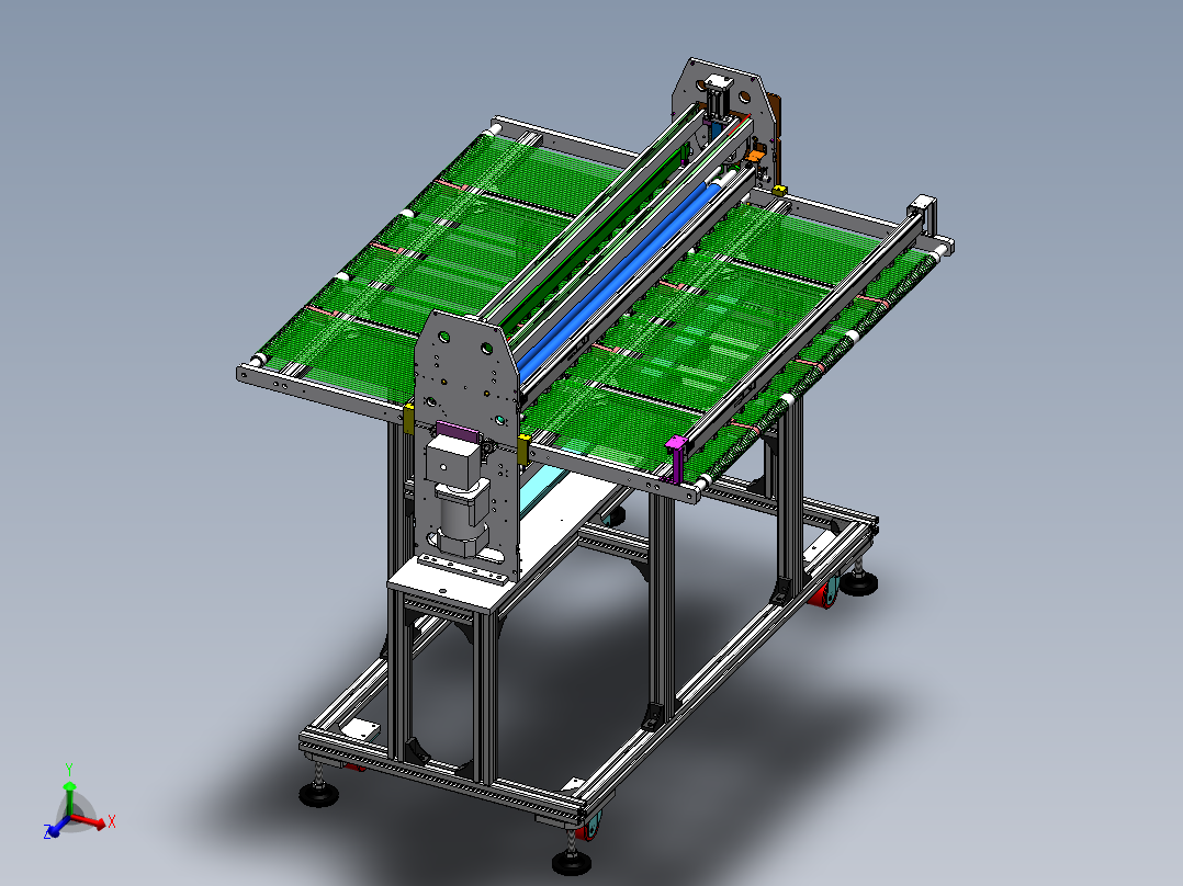 单电机驱动4滚筒+圆皮带柔性输送+面板玻璃喷淋清洗机