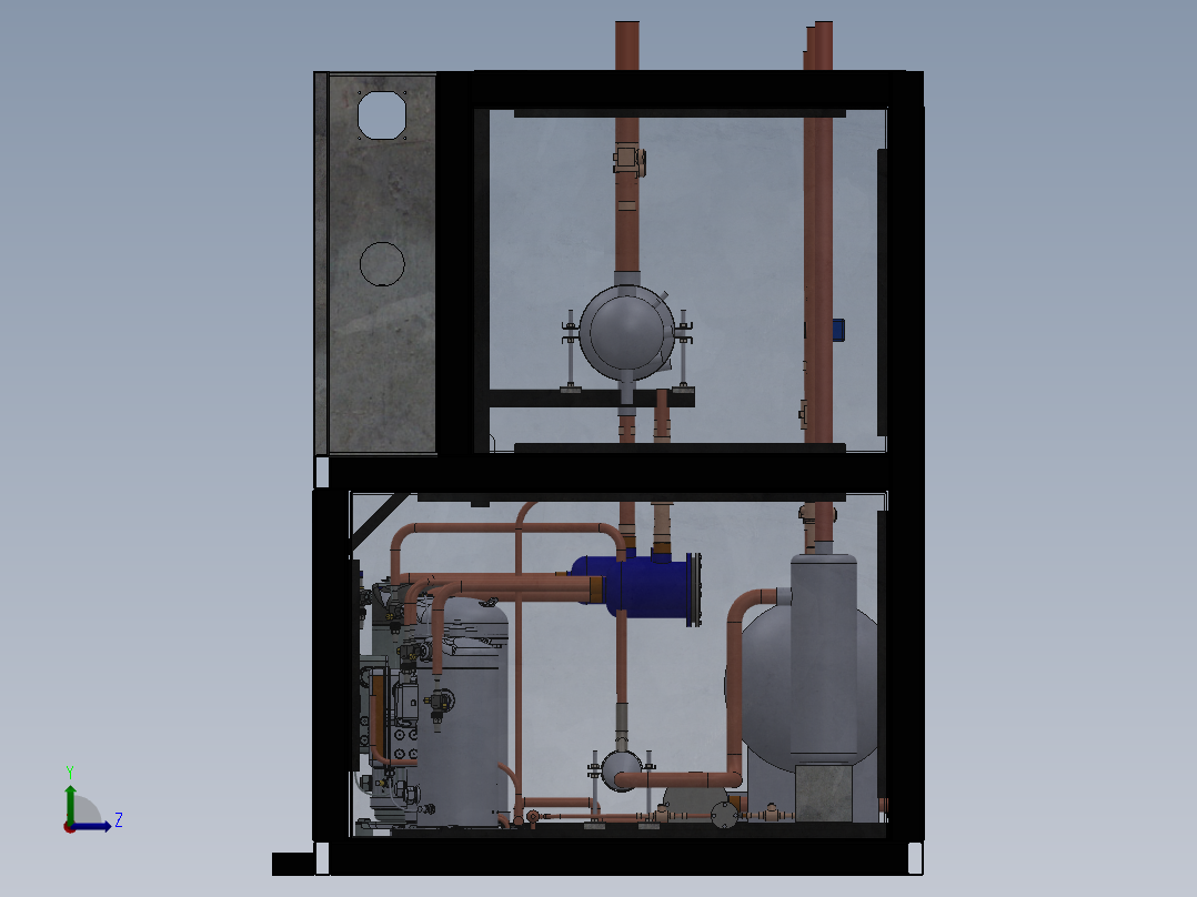 冷却设备、冷却柜左视图