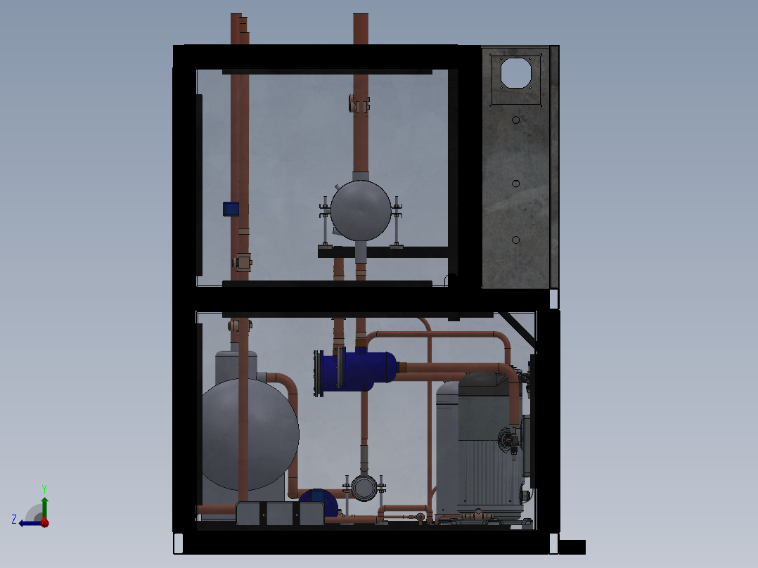 冷却设备、冷却柜右视图