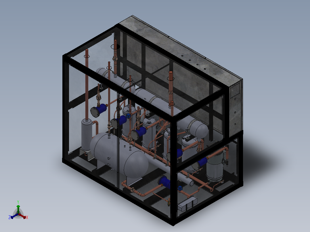 冷却设备、冷却柜正等轴测图