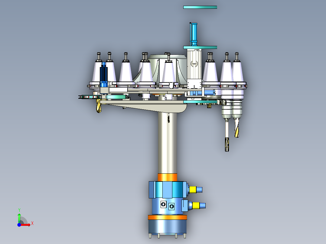 数控刀具装置自动换刀装置3D图纸 H909前视图