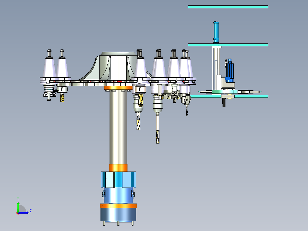 数控刀具装置自动换刀装置3D图纸 H909左视图