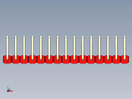 彩色公排针 100mil 2.54mm 系列-DS1022_red_15p_100mil_TypeU_rev1.0前视缩略图