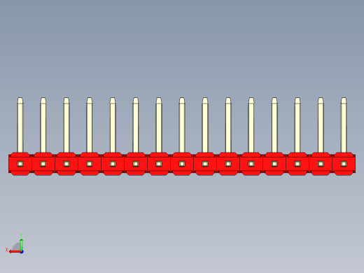 彩色公排针 100mil 2.54mm 系列-DS1022_red_15p_100mil_TypeU_rev1.0后视缩略图