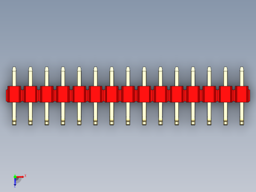 彩色公排针 100mil 2.54mm 系列-DS1022_red_15p_100mil_TypeU_rev1.0俯视缩略图
