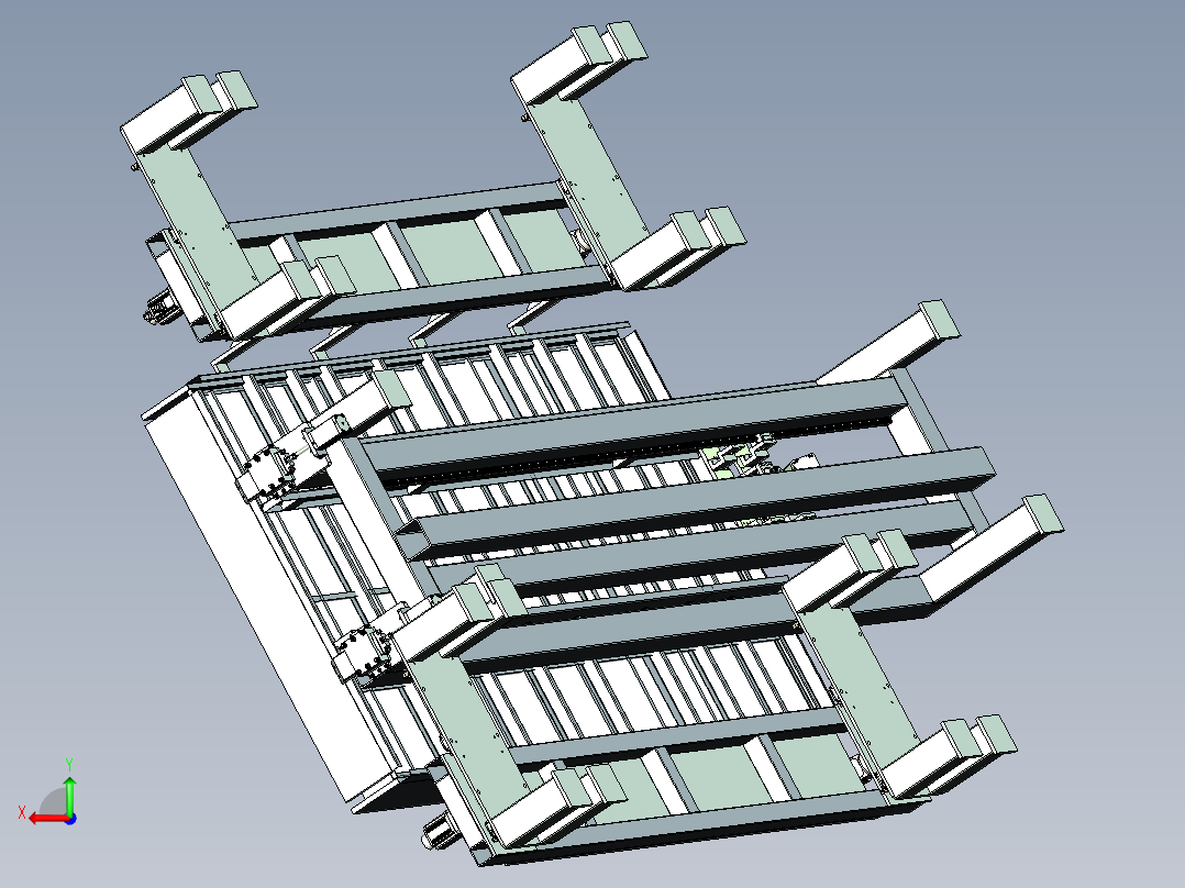 工程台车纵隔板焊接定位工装后视图
