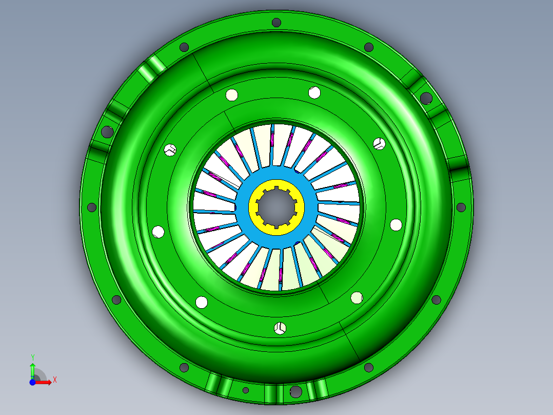 膜片弹簧离合器设计含catia三维+二维+说明1335880前视图