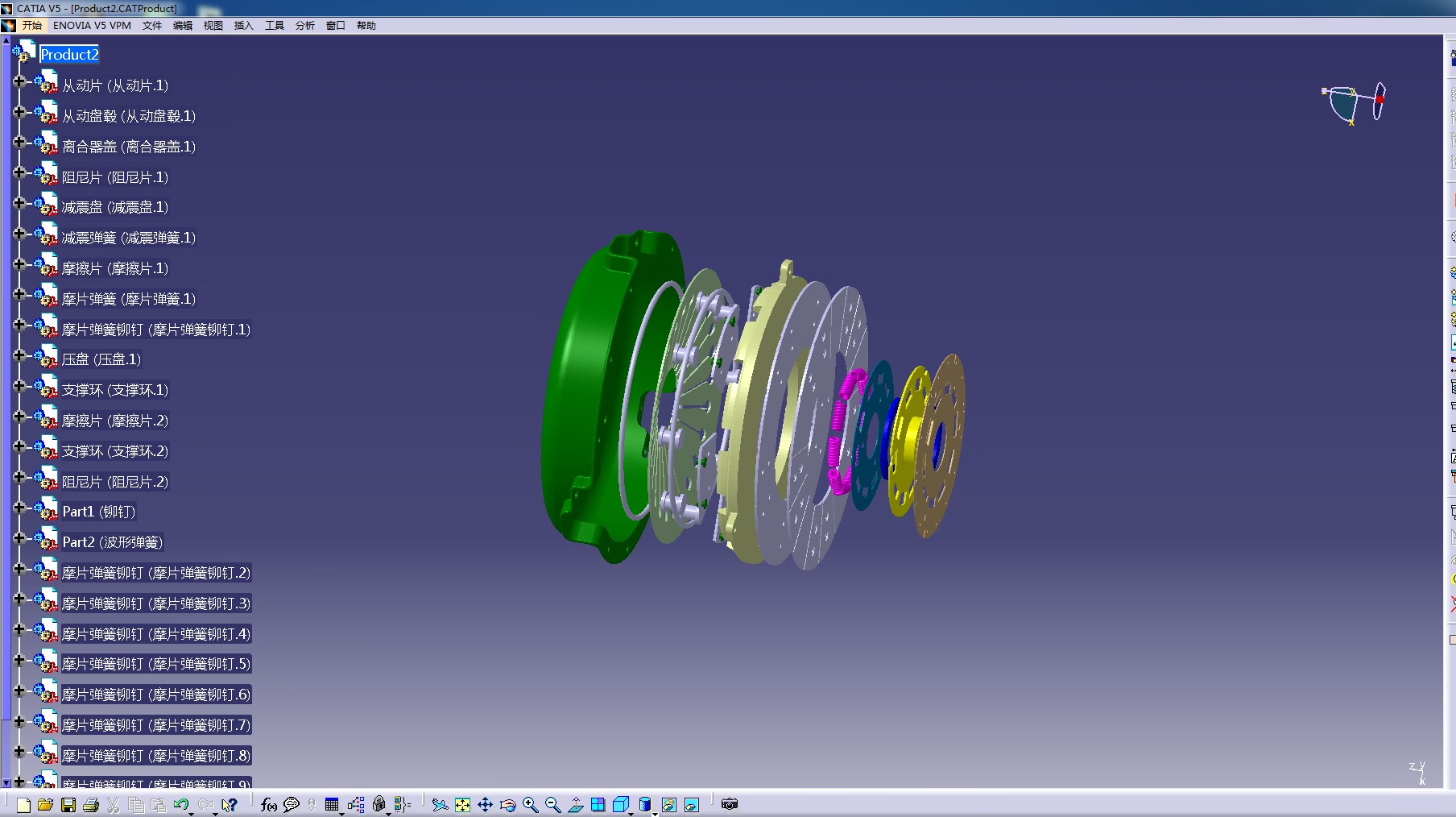 膜片弹簧离合器设计含catia三维+二维+说明1335880