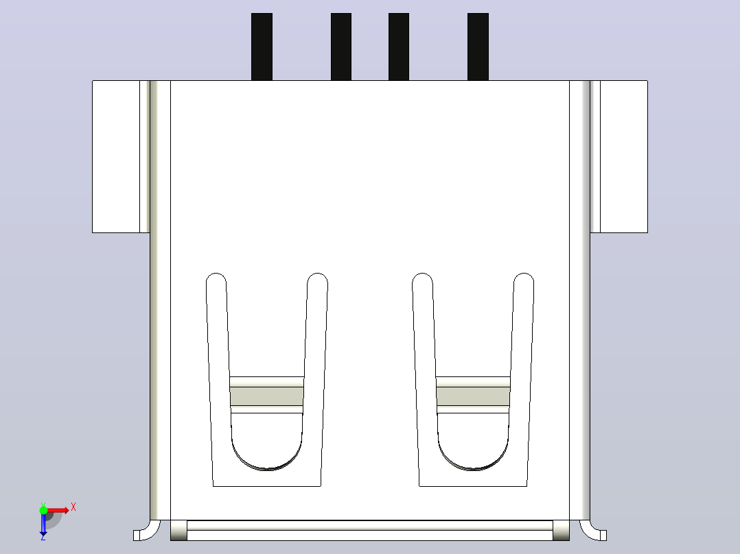 USB 用于焊接在 PCB 板顶部俯视图