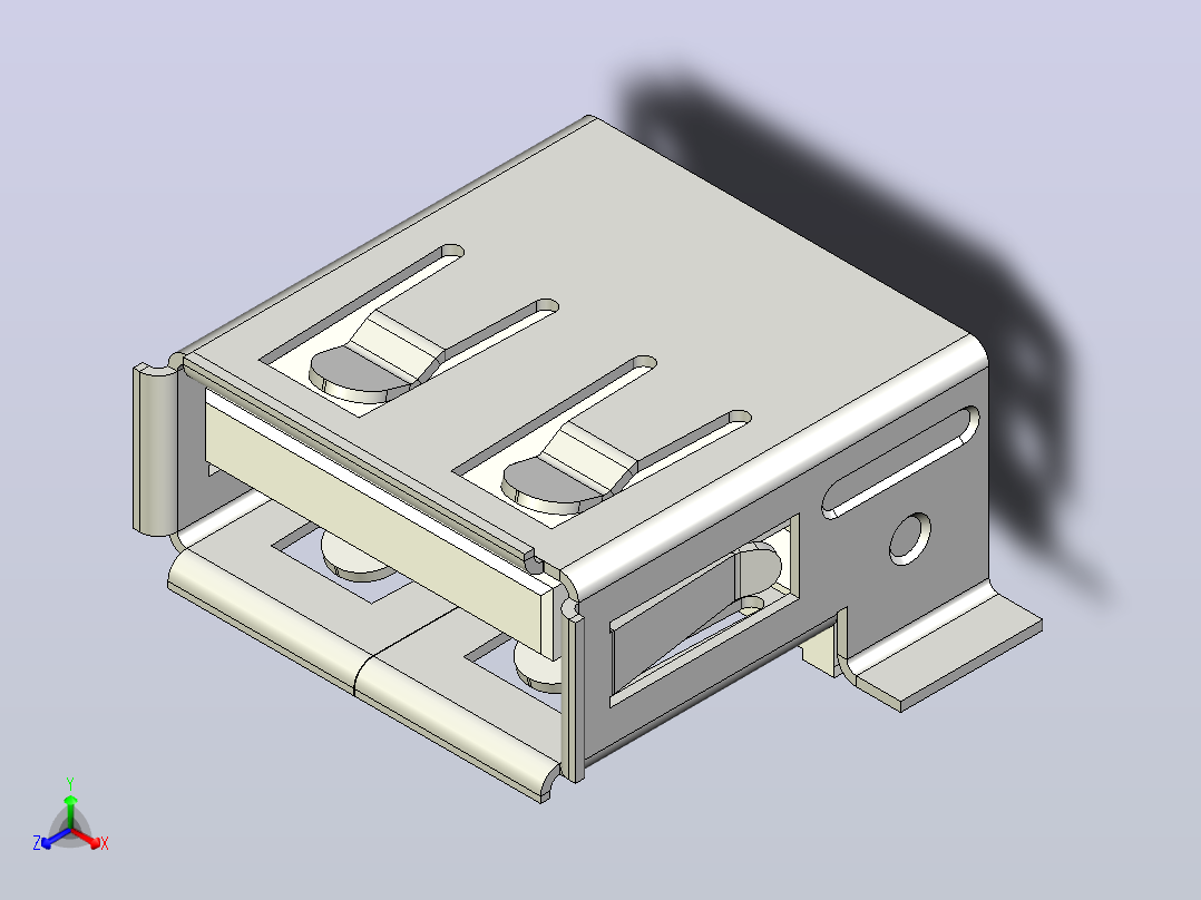 USB 用于焊接在 PCB 板顶部正等轴测图
