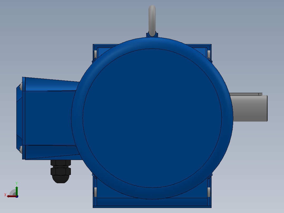 K57底脚轴伸式安装螺旋锥齿轮减速机K57-Y2.2-4P-24.05-M1-0°-A后视图