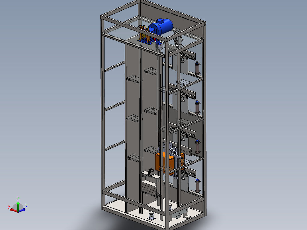单控4层电梯3D模型 SolidWorks 设计 机械设备 创意设计3D图纸