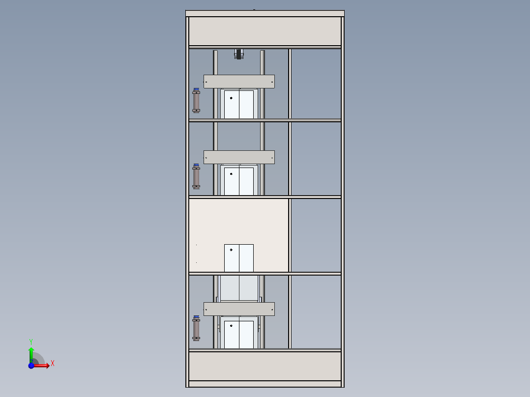单控4层电梯3D模型 SolidWorks 设计 机械设备 创意设计3D图纸前视图
